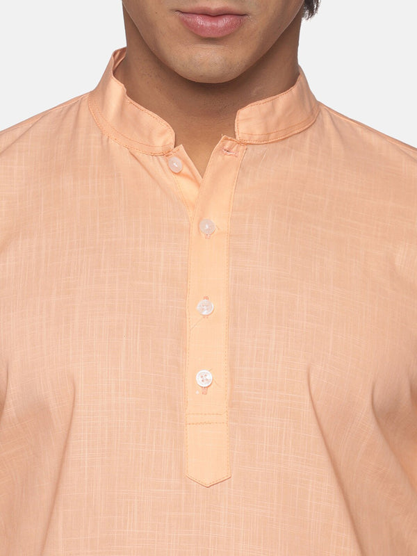 Sethukrishna Men Orange Striped Pure Cotton Kurta with Pyjamas - Distacart