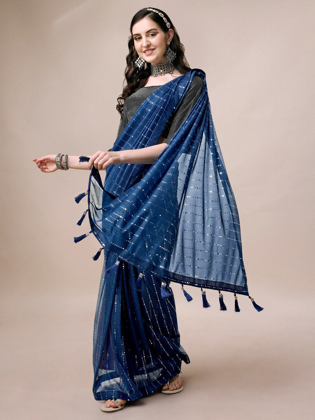 Kalini Embellished Sequinned Pure Silk Saree - Distacart
