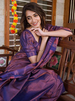 Thumbnail for Kalini Woven Design Zari Silk Blend Banarasi Saree - Distacart