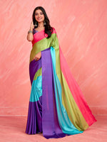 Thumbnail for Sangria Colourblocked Satin Saree - Distacart