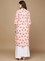 Thumbnail for HERE&NOW Pink & Maroon Floral Printed Pure Cotton Kurta - Distacart