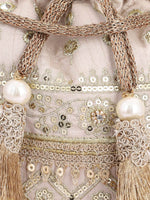 Thumbnail for Masq Women Beige & Gold-Toned Embellished Potli - Distacart