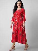 Thumbnail for Kalini Women Red floral Printed Thread Work Handloom Kurta - Distacart
