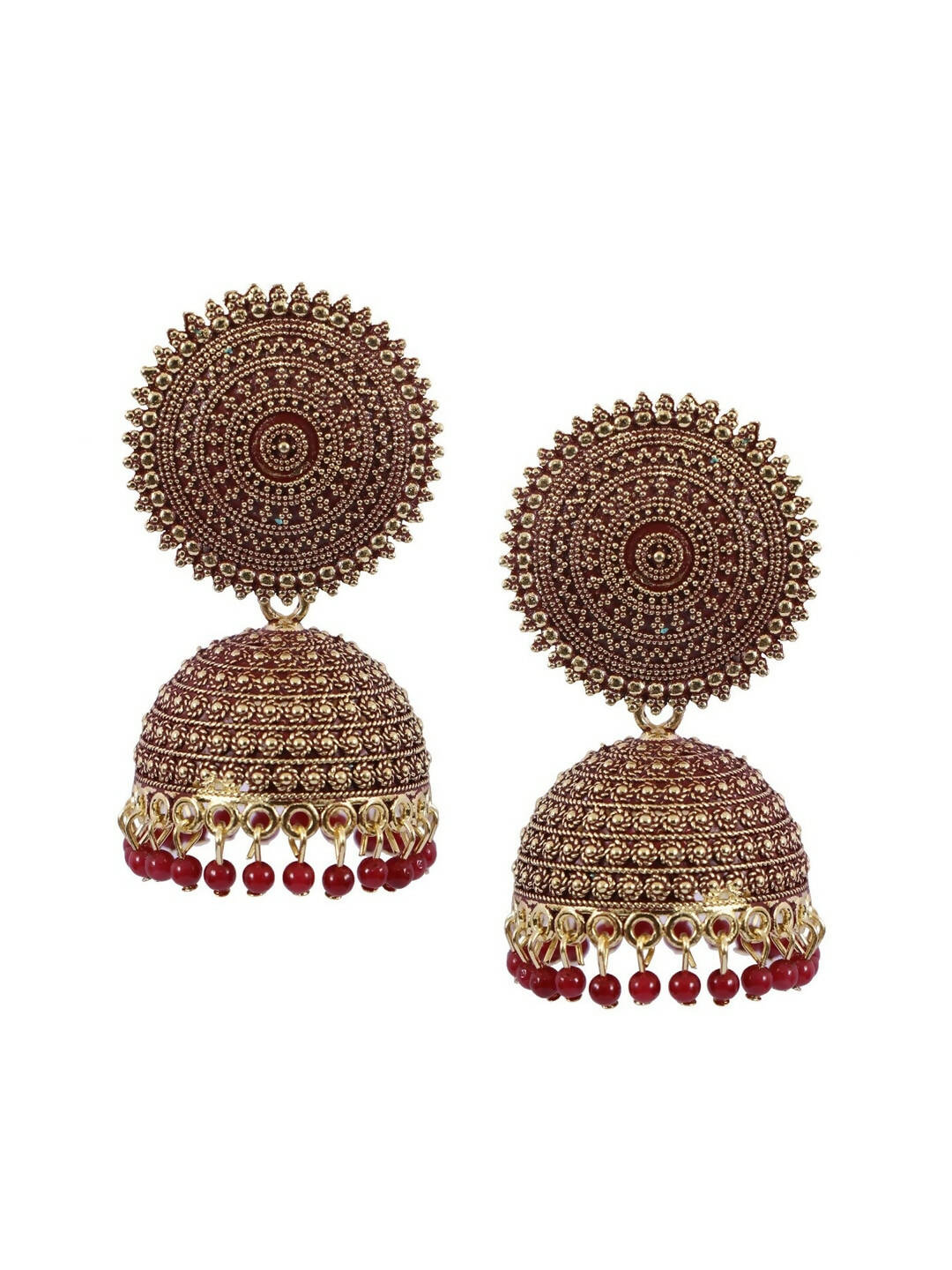 Mominos Fashion Joharkamal Gold-Plated Meenakari Jhumkas For Women & Girls (Maroon) - Distacart