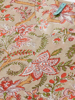 Thumbnail for Janasya Beige & Pink Floral Printed Floral Kaftan Kurta - Distacart