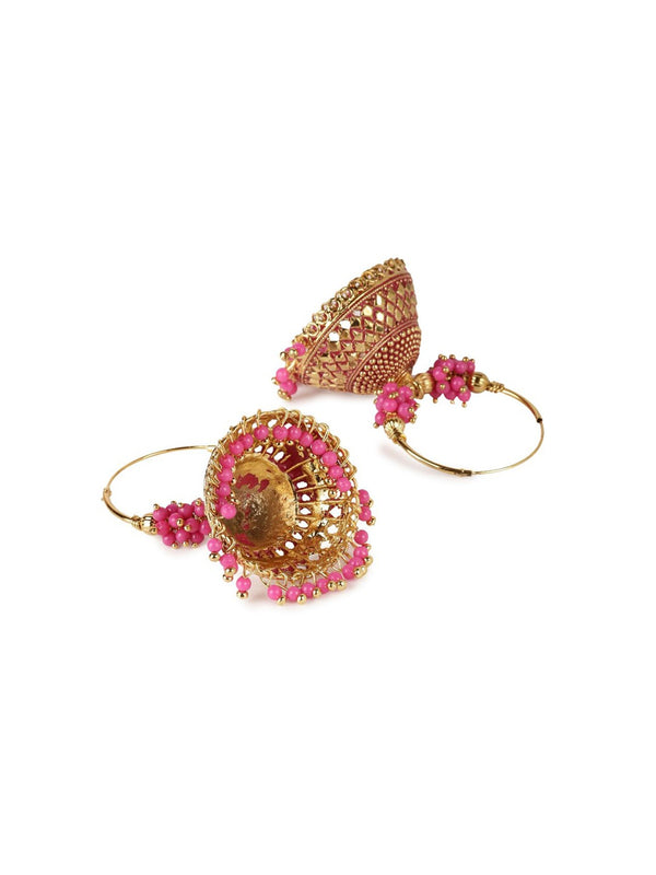Gold-Plated Alloy Hoop And Jhumki Earrings - The Pari - Distacart
