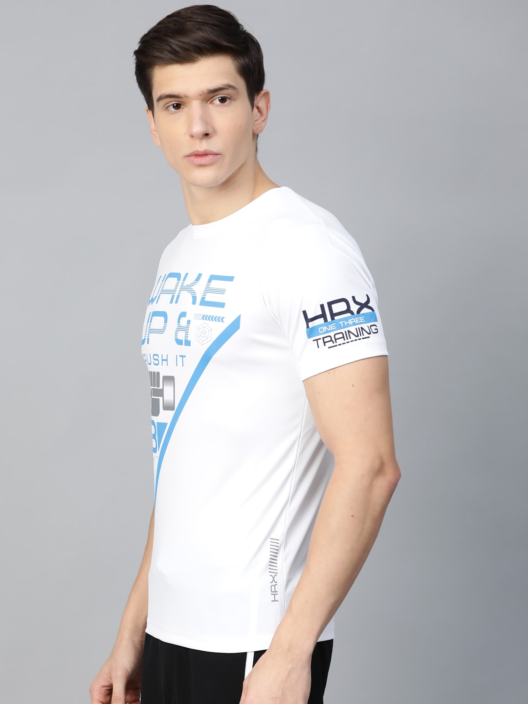 HRX by Hrithik Roshan Men White & Blue Training Regular Fit T-shirt - Distacart