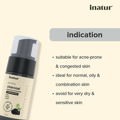 Inatur Charcoal Foaming Face Wash - Distacart