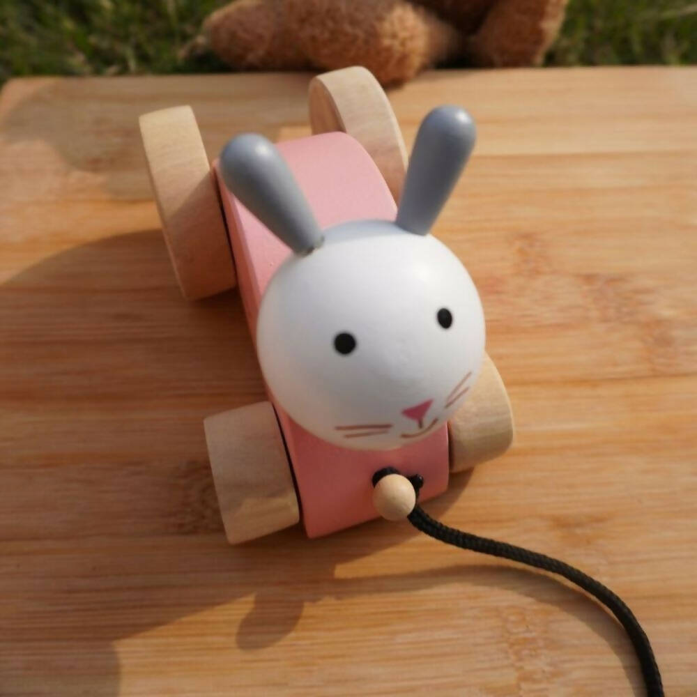 Matoyi Rabbit Wooden Pull Along Toy For Kids - Distacart