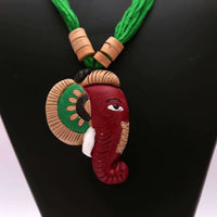 Thumbnail for Terracotta Jewelry Lord Ganesha Pendant with Earrings
