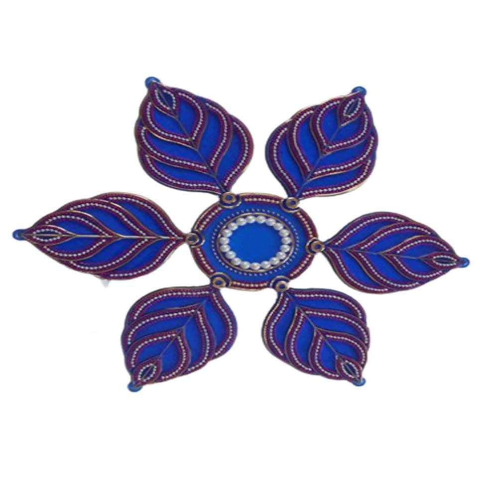 Kundan HandiKrafts Handcrafted Navy Blue Colour Kundan Rangoli - Distacart