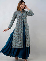 Thumbnail for Kalini Women Blue Floral Kurta with Skirt - Distacart