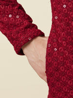 Thumbnail for Manyavar Floral Chikankari Embroidered Kurta With Pyjamas - Distacart
