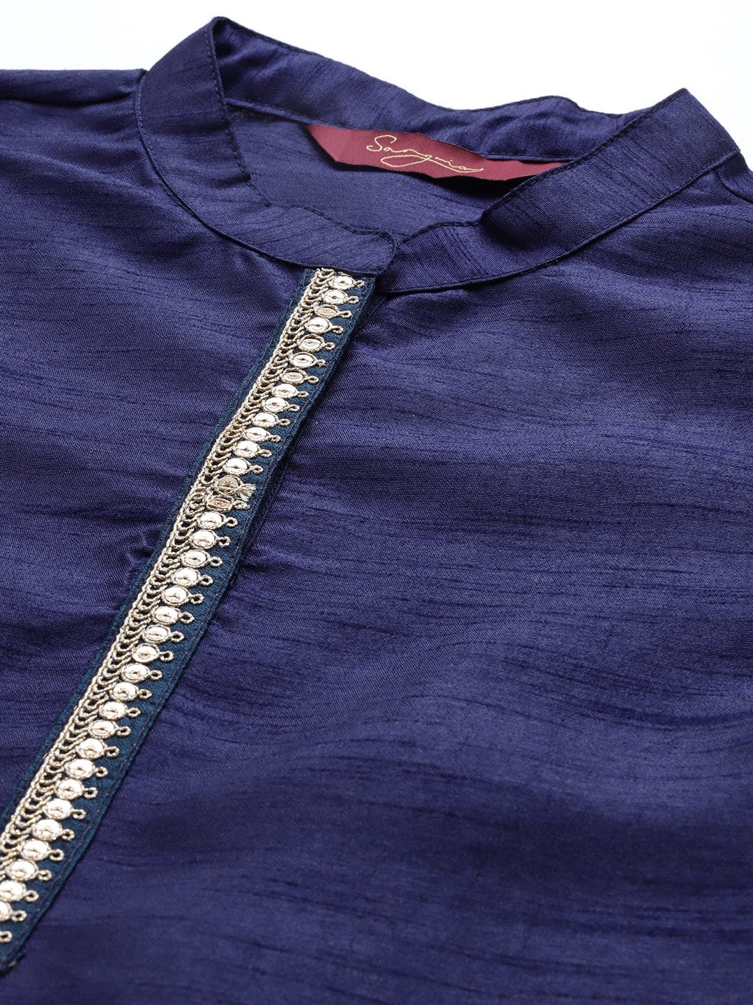 Sangria Women Navy Blue Solid Straight Kurta - Distacart