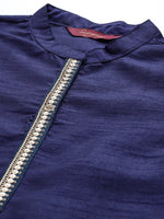 Thumbnail for Sangria Women Navy Blue Solid Straight Kurta - Distacart