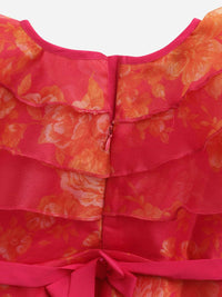 Thumbnail for Ahalyaa Pink Organza Digital Print Kids Dress Kurta For Girls - Distacart