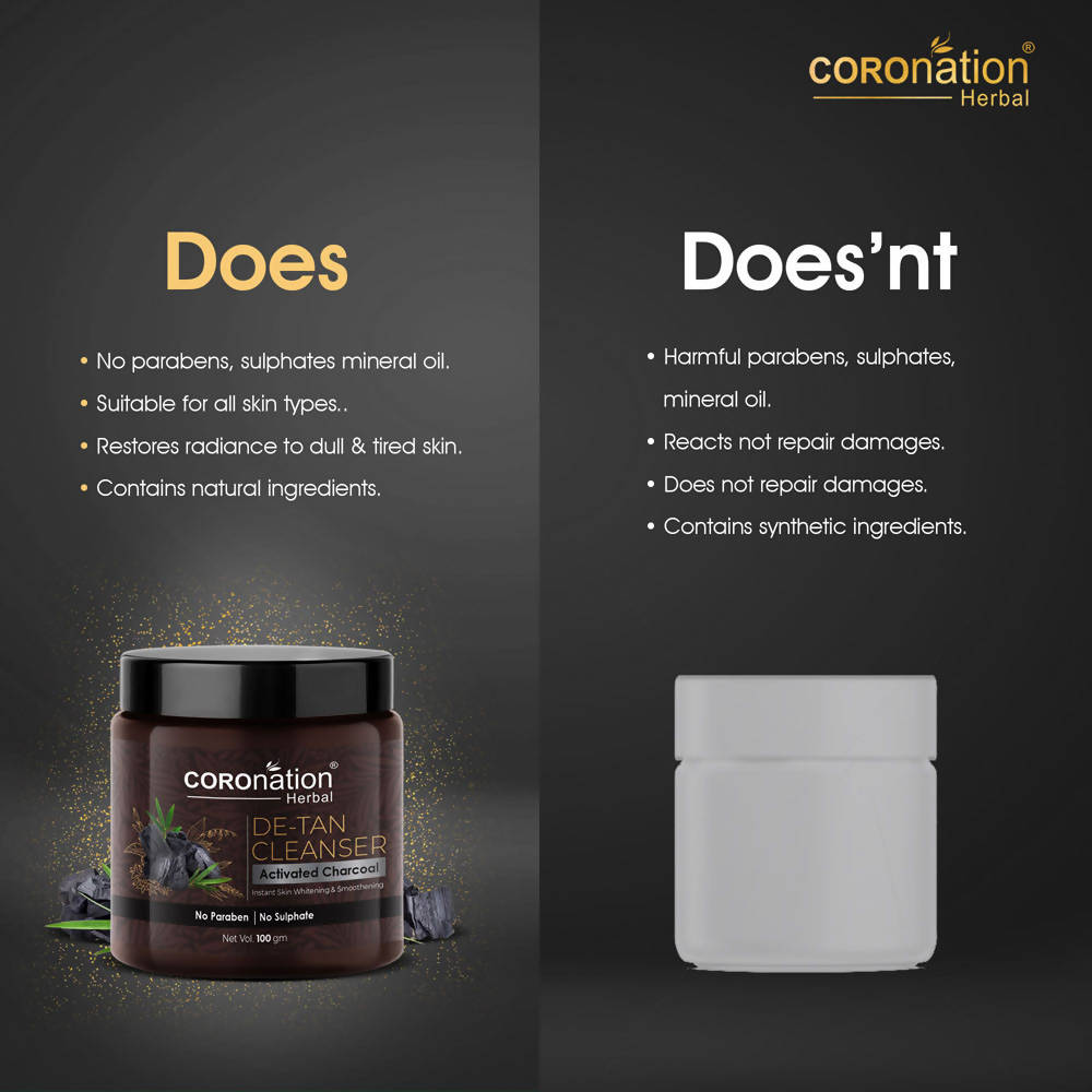Coronation Herbal Activated Charcoal De-Tan Cleanser - Distacart