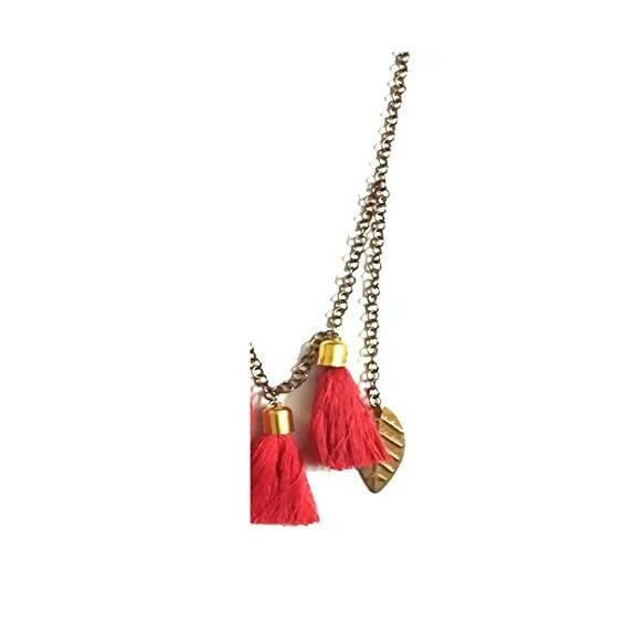 Tiaraa Pink Alloy Tassel Necklace With Leaf For Women - Distacart