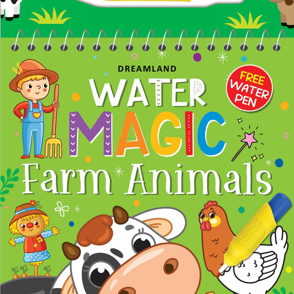 Dreamland Water Magic Farm Animals- With Water Pen - Use Over and Over Again : Children Drawing, Painting & Colouring Spiral Binding - Distacart
