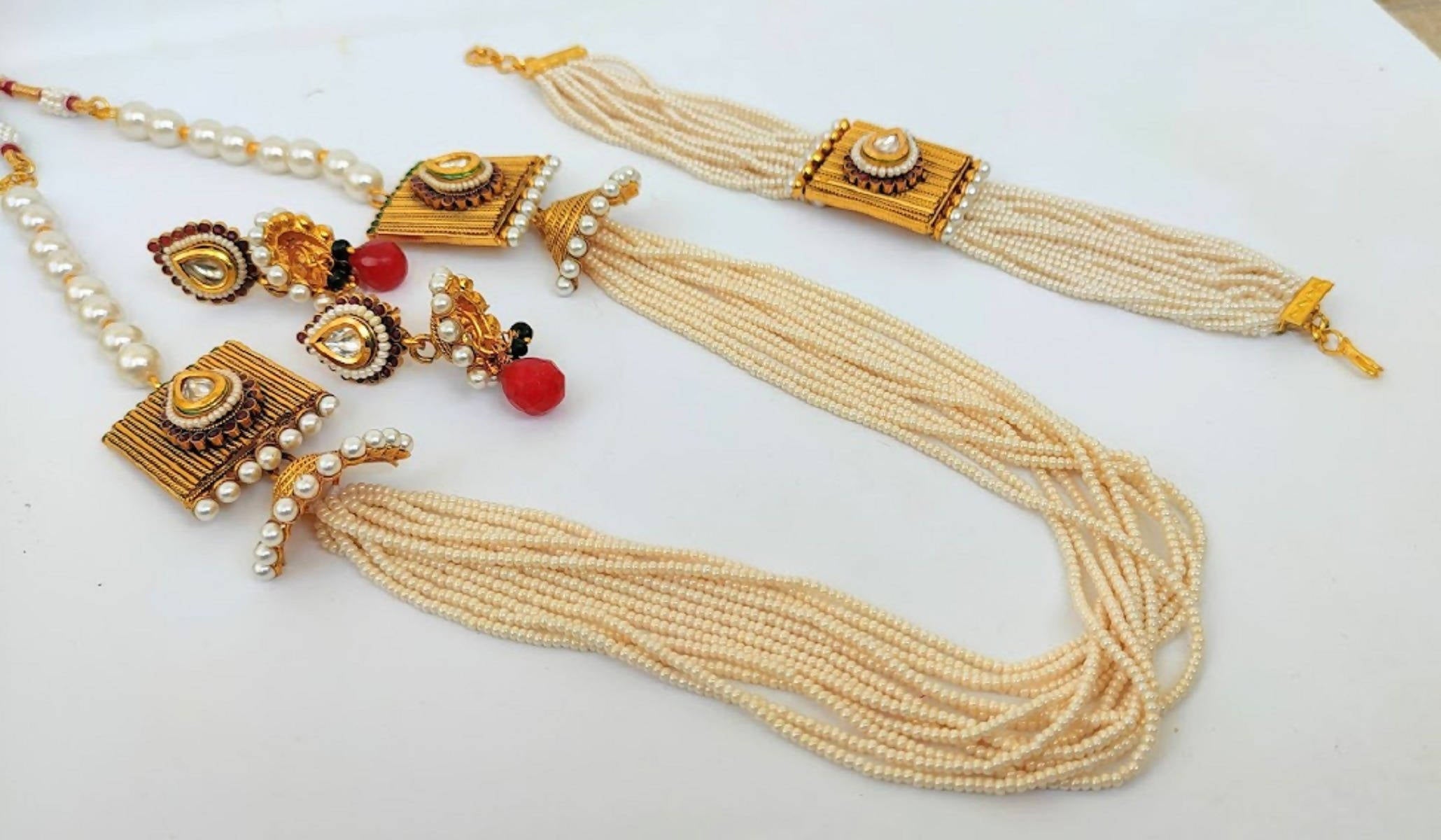 White Seed Beads Necklace Set - Distacart