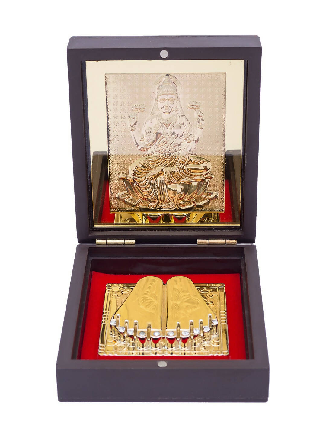 Golden Peacock Brown & 24 Ct Gold Foil Laxmi Ji Pooja Box - Distacart