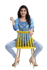 Thumbnail for Snehal Creations Novelista Sky Blue Faux Crepe Printed Short Kurti Tunic