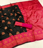Thumbnail for DEIANA'S Beautiful Golden Jari with New Design Soft Lichi Silk Saree - Black - Distacart