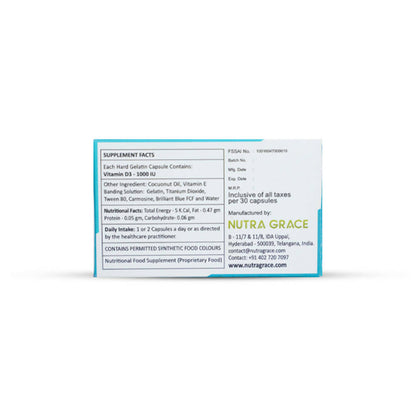 Nutra Grace D3 1k Vitamin D3 1000 I.U Capsules - Distacart