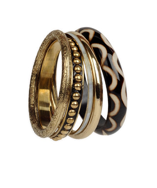 Brass Alloy Designer Brass Five Bangle Set - The Pari - Distacart