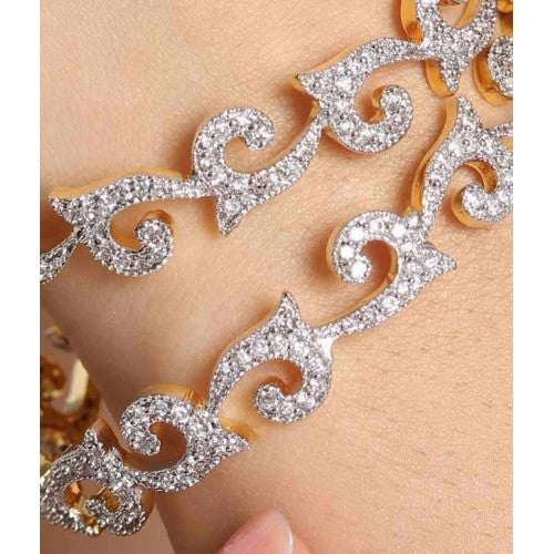 Gold-Plated Alloy Intricate Work American Diamond Bangle Set - The Pari - Distacart
