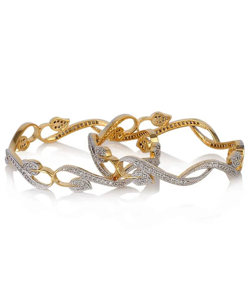Gold-Plated Alloy Designer American Diamond Bangle Set - The Pari - Distacart