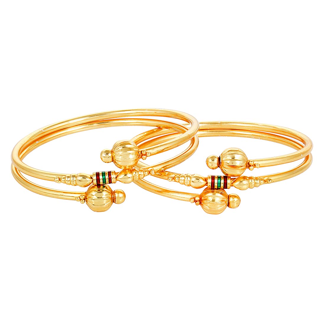 Gold-Plated Alloy Gold Plated Meena Work Bangle Set - The Pari - Distacart