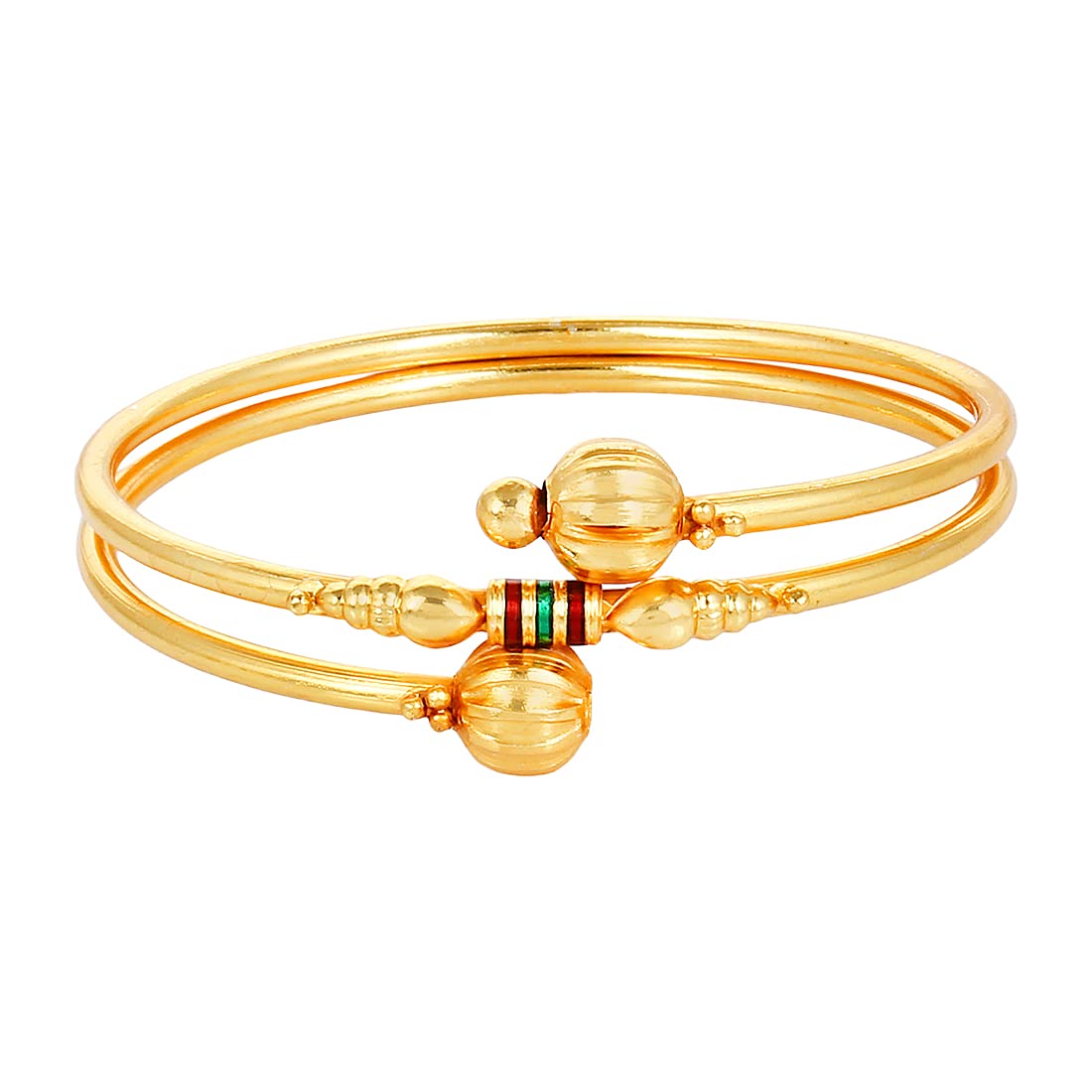 Gold-Plated Alloy Gold Plated Meena Work Bangle Set - The Pari - Distacart