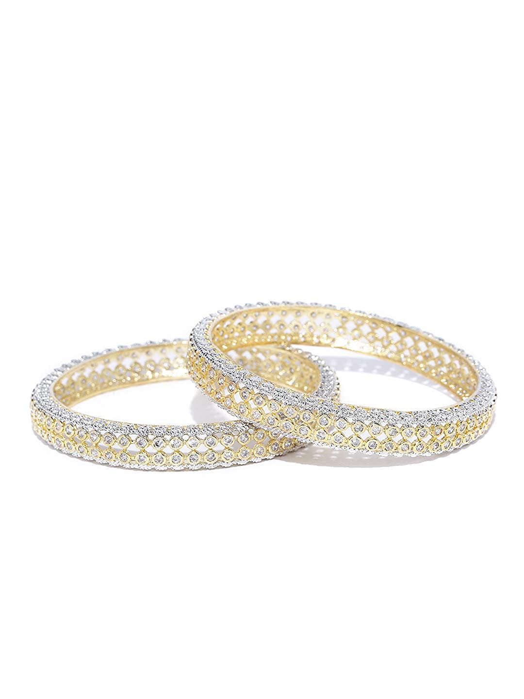 Gold-Plated Alloy Elagant Design American Diamond Bangle Set - The Pari - Distacart