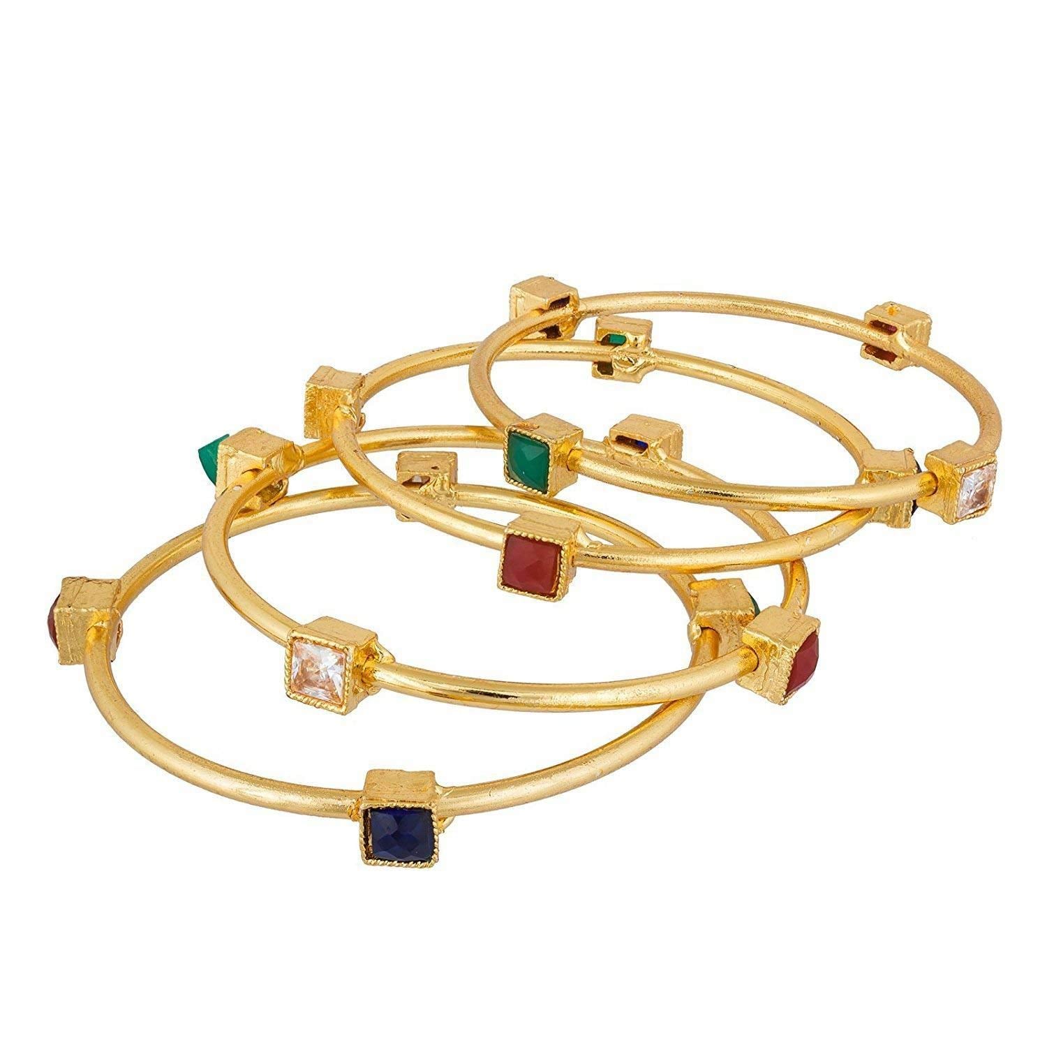 Gold-Plated Alloy Multicolor Gold Plated Bangle Set - The Pari - Distacart