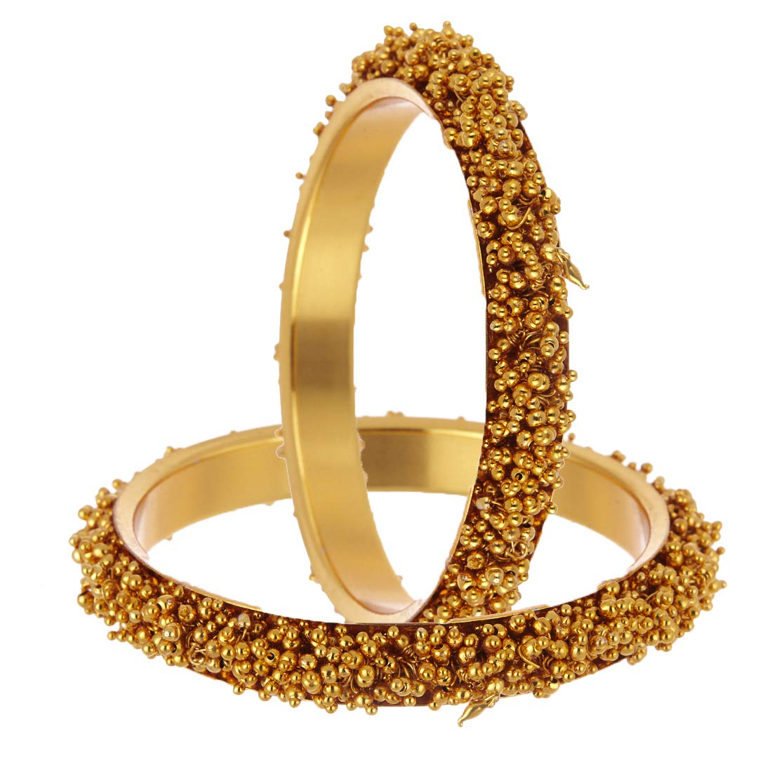 Gold-Plated Alloy Golden Handmade Beaded Bangle Set - The Pari - Distacart