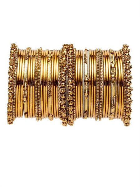 Gold-Plated Alloy Set Of 2 Devdass Gold Bangles - The Pari - Distacart