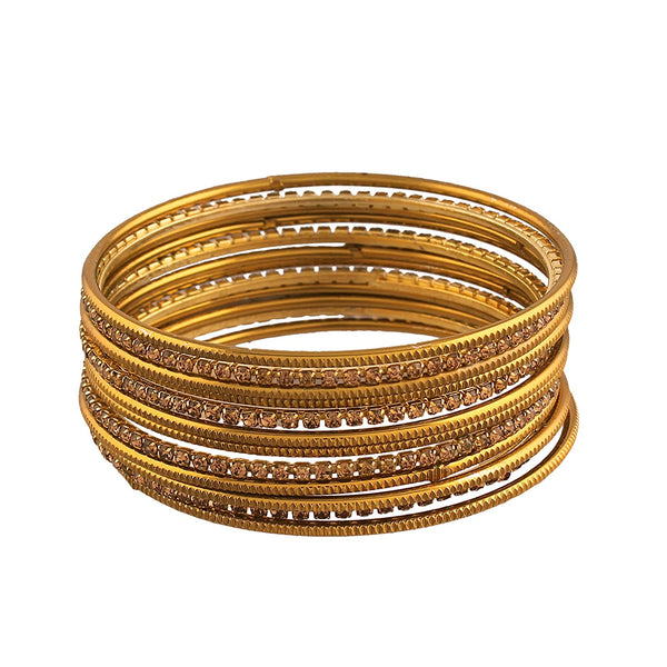 Gold-Plated Alloy Set Of 12 Gold Metal Bangles - The Pari - Distacart