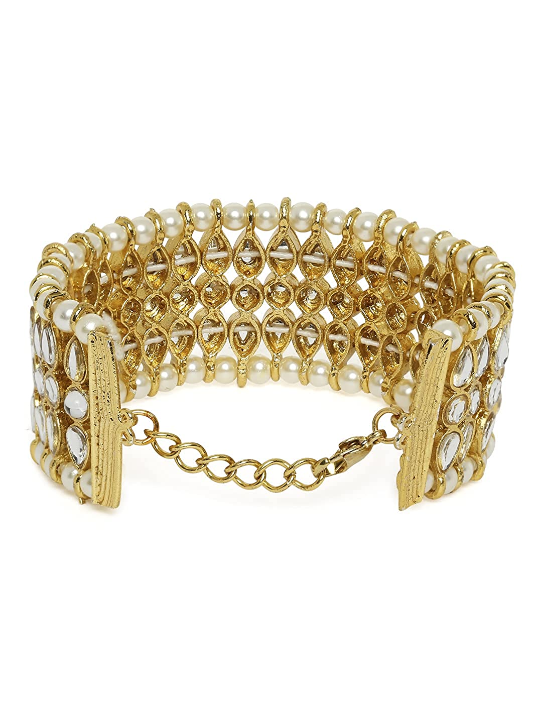 Gold-Plated Alloy Kundan Studded Bracelet - The Pari - Distacart