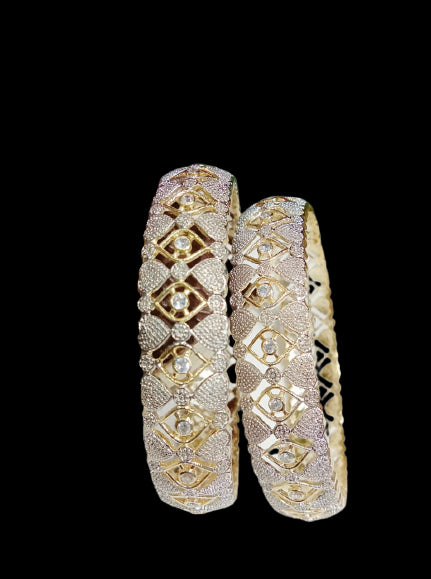 Gold-Plated Alloy Designer American Diamond Bangle Set - The Pari - Distacart