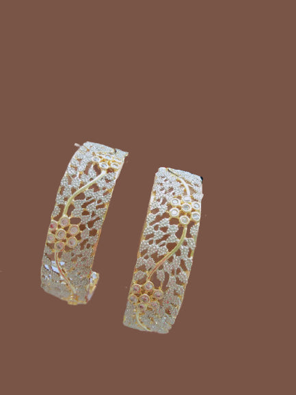 Gold-Plated Alloy Designer American Diamond Bangle Set - The Pari - Distacart