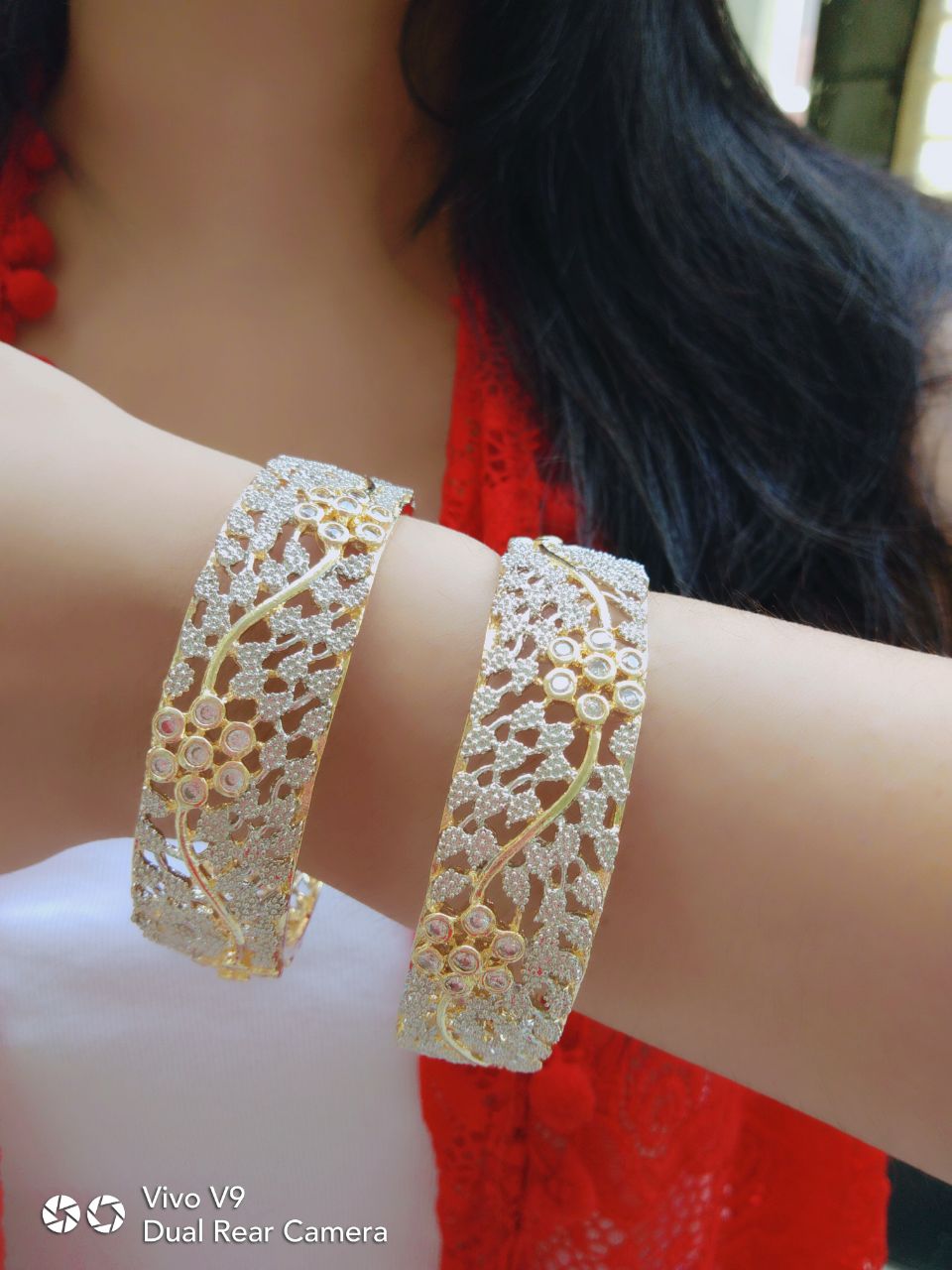 Gold-Plated Alloy 12 Designer American Diamond Bangle Set - The Pari - Distacart