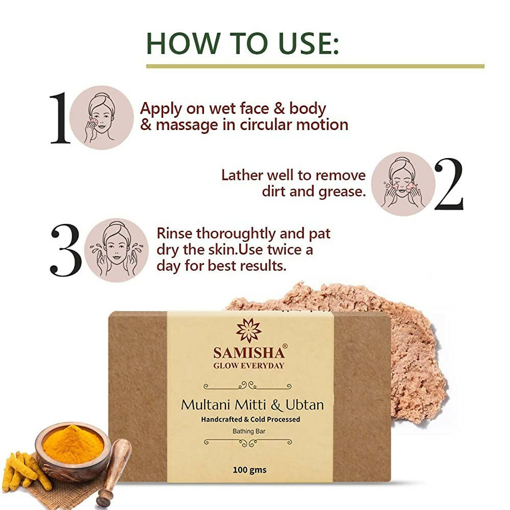 Samisha Organic Multani Mitti & Ubtan Skin Rejuvenating Bathing Bar - Distacart