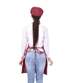 Red And Black Apron With Cap - Distacart