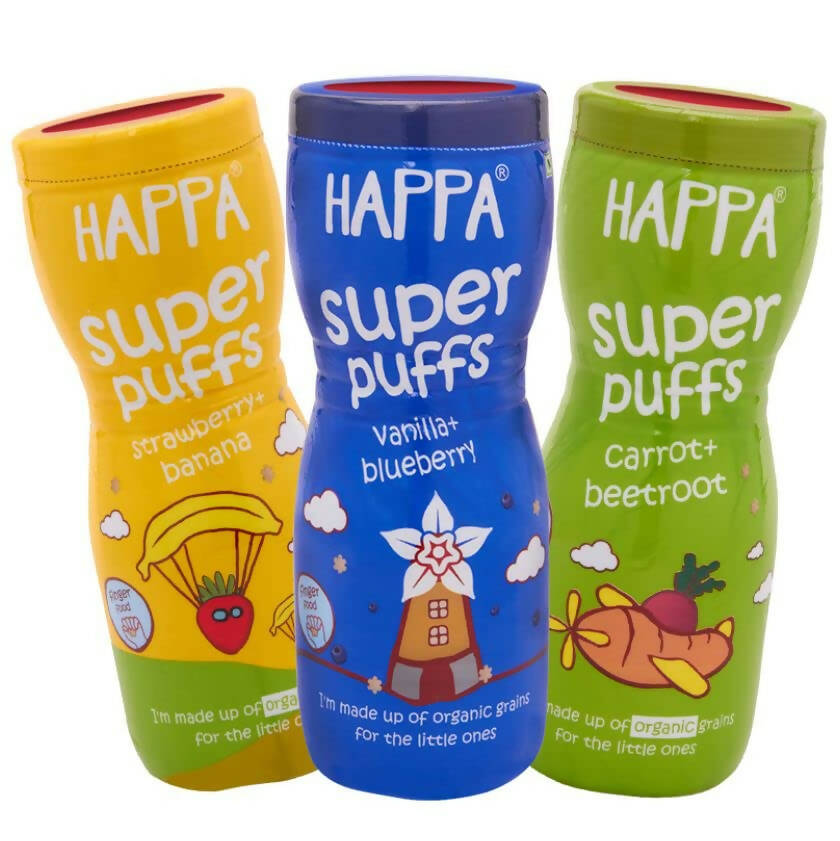 Happa Organic Multigrain Super Puffs Combo Of 3 (8 Months+) - Distacart