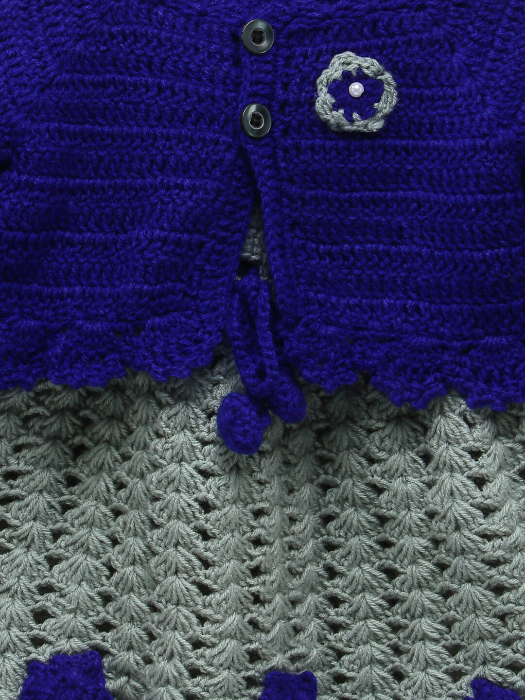 ChutPut Hand knitted Crochet Princess Wool Dress - Blue - Distacart
