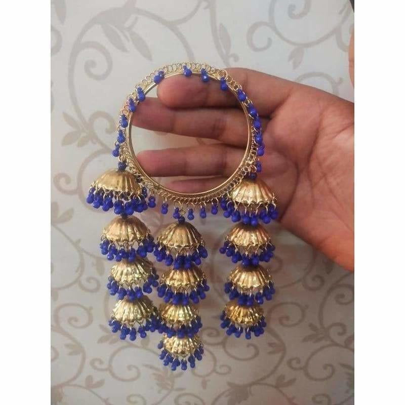 Stylish And Trendy Latkan Blue Pearls Bangles