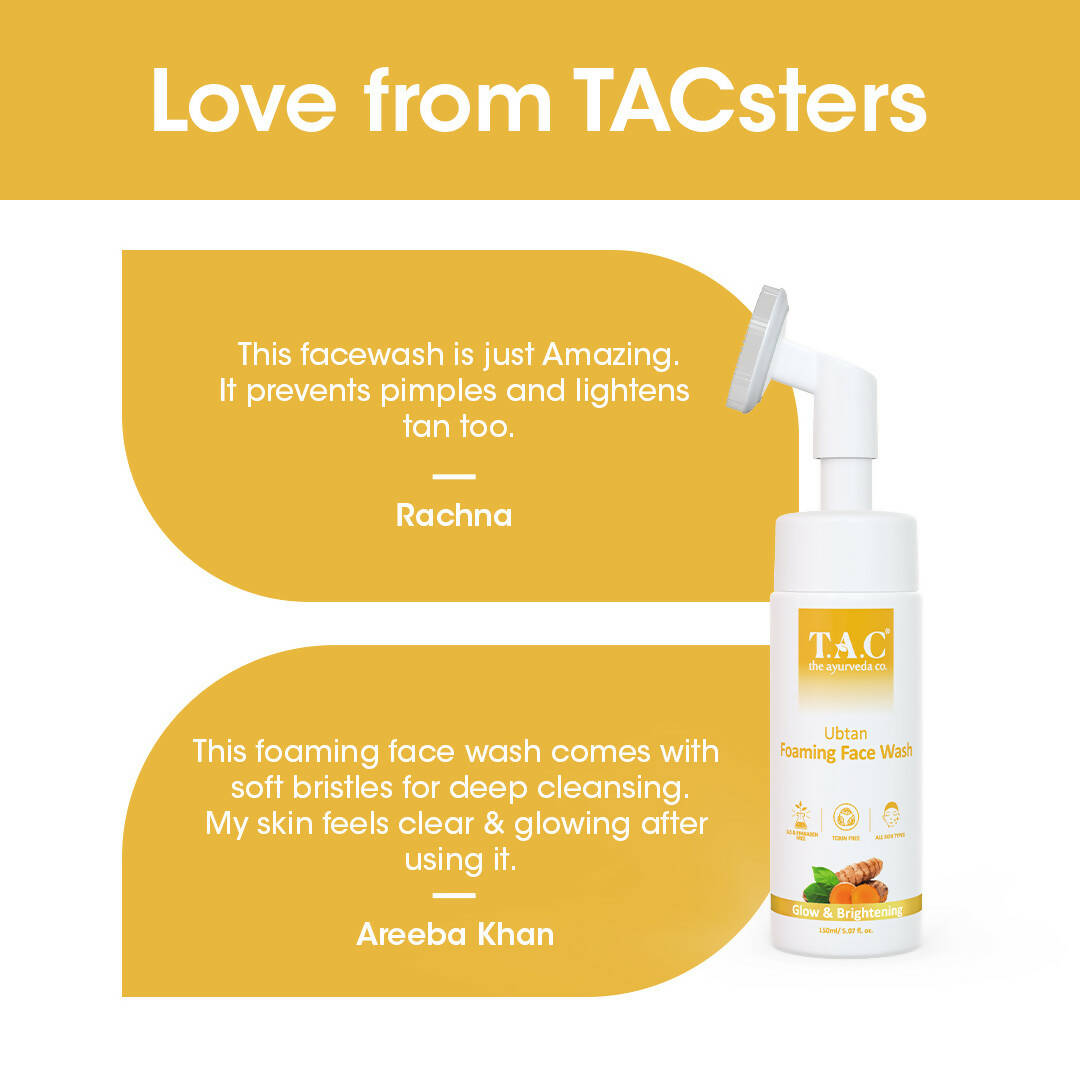 TAC - The Ayurveda Co. Ubtan Foaming Face Wash Tan Removal and Skin Brightening for Women & Men - Distacart