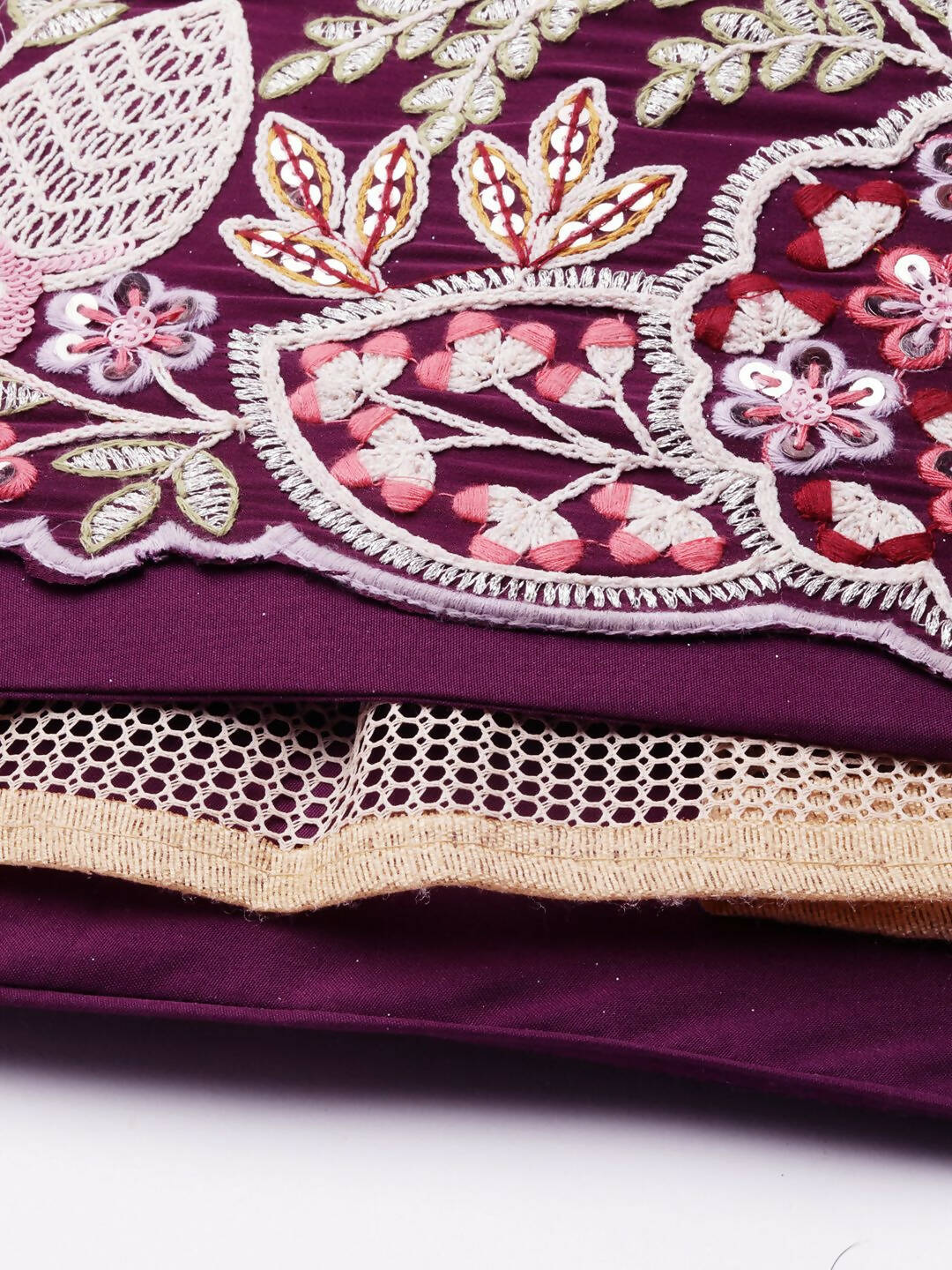 House of Panchhi Burgundy Georgette Sequins and thread embroidery Lehenga choli & Dupatta - Distacart