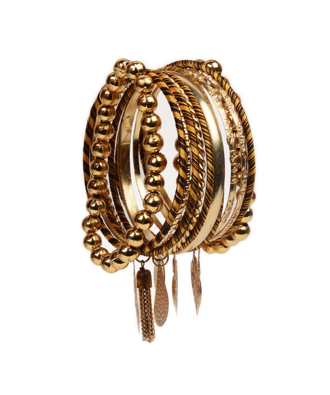 Gold-Plated Alloy Designer Fusion Gold Charms Bangle Set - The Pari - Distacart